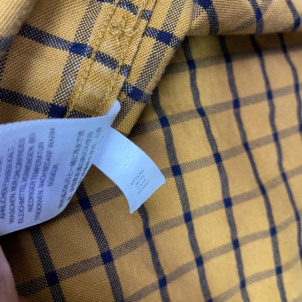 JCrew Mens Slim Untucked Oxford Shirt Mustard Yellow Plaid J8775 Size‎ M
